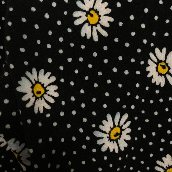 Vintage 90s Daisy T-Shirt Petite Small‎ Black Retro Twee Floral Knit 100% Cotton - Picture 5 of 11